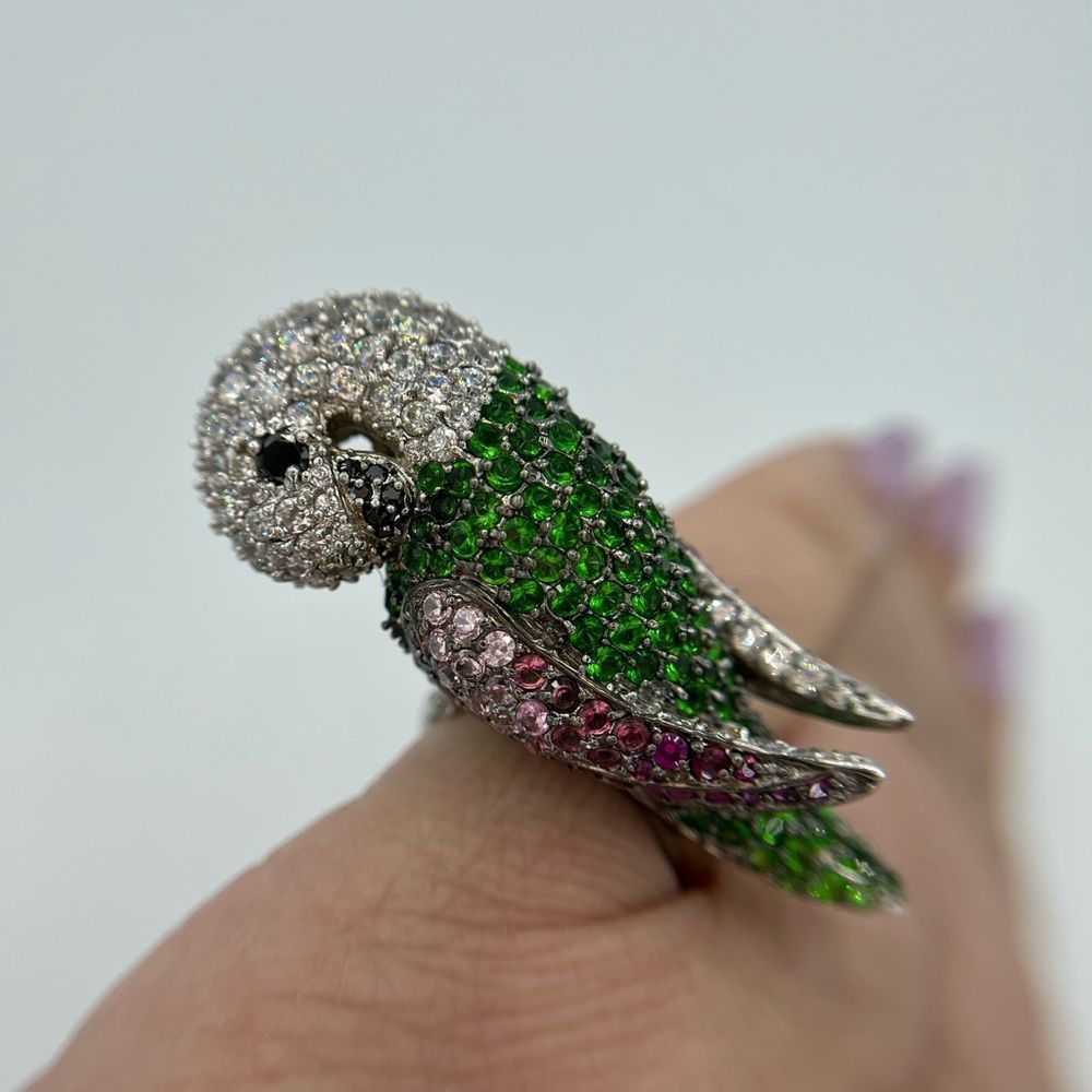 NEW RHODIUM PLATED CZ PARROT RING - Picture 14 of 16